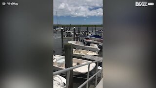 Tempestade arranca marina inteira e dezenas de barcos