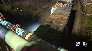 CSX train derails about 21 railcars in Baltimore Monday evening