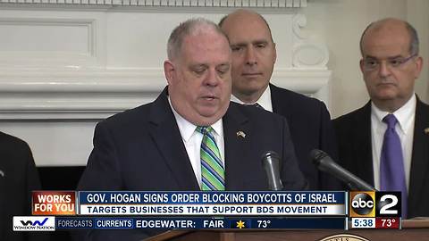 Maryland governor signs order to block boycotts of Israel