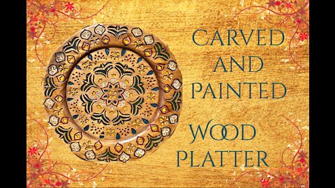 Carved and Painted Wood Platter