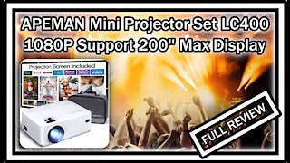 APEMAN Mini Projector LC400, 1080P Supported, 200'' Max Display 100'' Screen Included FULL REVIEW