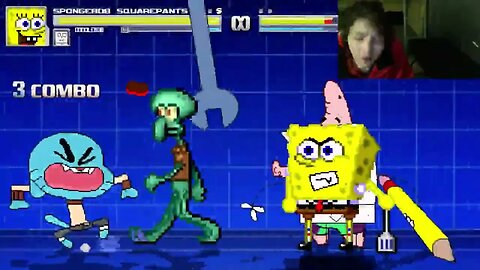 SpongeBob SquarePants Characters (SpongeBob And Squidward) VS Gumball The Cat In An Epic Battle