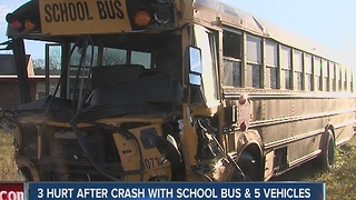 3 hurt after crash with school bus