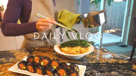 Daily Vlog | Korean galbi-jjim in an instant pot, black rice gimbap, bday dinner, mukbang, asmr