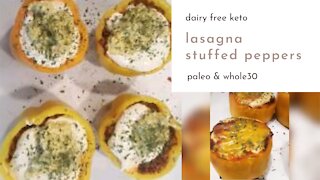 Lasagna Stuffed Peppers - Dairy Free Keto, Paleo, Whole30