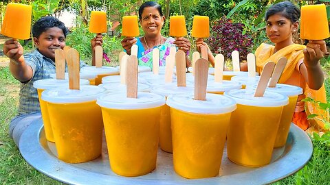 Kuchi Ice Recipe in Tamil | Mango Kuchi Ice | Mango Milkshake Recipe | Village Fun Cookin