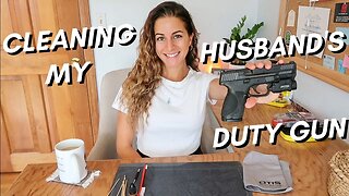 CLEANING MY HUSBAND'S DUTY GUN | How I do it, using OTIS gun-cleaning products!