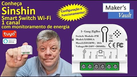 Sinshin Smart Switch Wi Fi Tuya com Monitoramento de Energia – Use com Alexa!