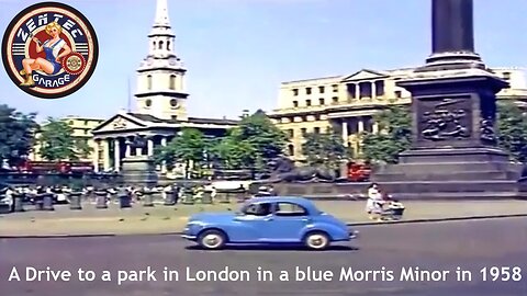 A Drive to a park in London in a blue Morris Minor in 1958