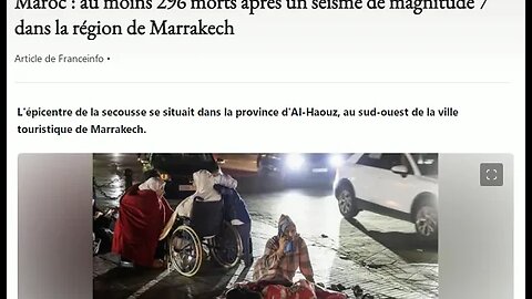 Maroc : au moins 296 morts après un séisme de magnitude 7 dans la région de Marrakech.