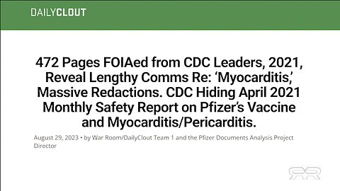 COVID Shots | "The White House & the Entire COVID Response Team Knew That the COVID Vaccines Were Killing People & Causing Blood-clots, Heart Attacks & Myocarditis. They Knew In Spring of 2021 That These Shots Were Killing People." -