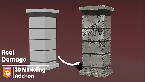 Making a damaged pillar with the Real Damage addon | Blender 4.0.2