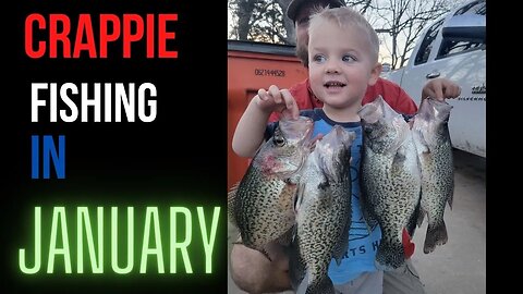 Crappie fishing in January, fishing video, creek crappie, catching crappie on jigs, fishing family.