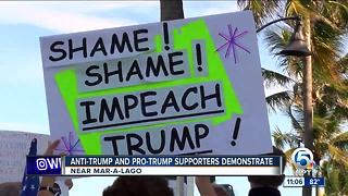 Anti-Trump, pro-Trump supporters demonstrate near Mar-a-Lago