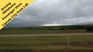 Oklahoma looking out the Side window as the prairie rolls by, near Canute City