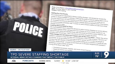 TPD Staffing Crisis: Patrols won't respond to certain calls for help