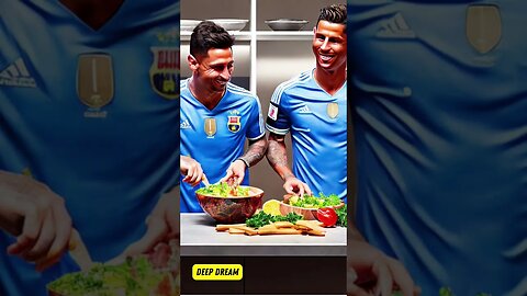 Cooking with Messi and Ronaldo 🤭 👀 #BFFsInTheKitchen #FoodieGoals #TeamMessiRonaldo @tvasart #cr7