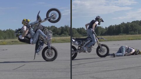 Guy shoots Off speeding Motorcycle