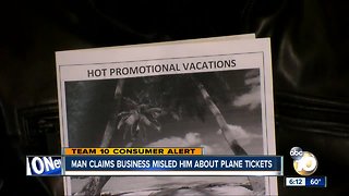 Man claims business misled him about plane tickets