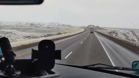 Happy Hump day! Driving through Wyoming in the snow. OTR|CDL|TRUCKING|LONG HAUL
