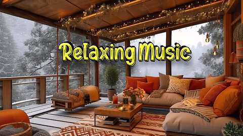 Relaxing Porch Cabin Ambience in Forest with Relaxing Piano Jazz Music || Relaxingtimezone