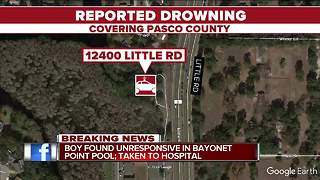 Child transported to hospital after being found unresponsive in Pasco County pool