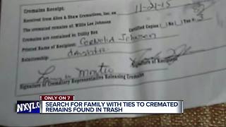 Search for family with ties to cremated remains