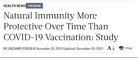 Natural Immunity More Protective Over Time Than COVID-19 Vaccination Study