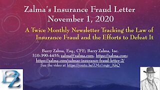 Zalma's Insurance Fraud Letter - November 1, 2020