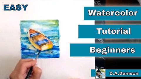 Easy and Fun Watercolor Tutorial - Water and Boat