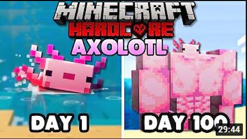 I Survived 100 days As An AXOLOTL in 1.17 Hardcore Minecraft!!! - with my firend