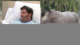 Animal Sanctuary owner saves rhino from fire