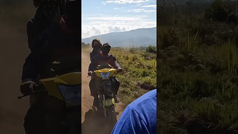 Dirt bike chase to Volcano Rinjani. Bandits behind us! Lomb￼ok Indonesia.