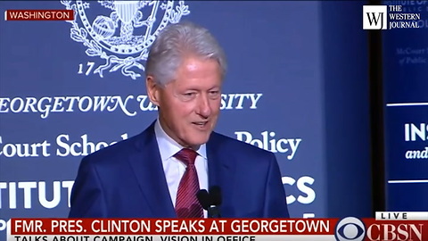 Bill Clinton Speaks At Georgetown University Side Swipes TrumpTrain