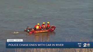 Police chase ends with car in river