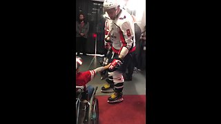 Ovechkin gives his stick to young fan in wheelchair