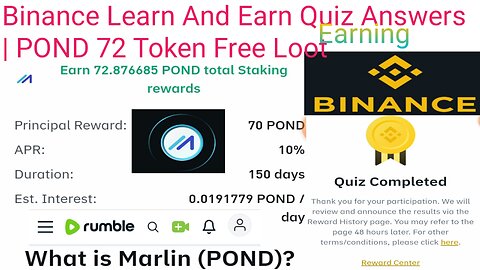 Binance Learn And Earn Quiz Answers | Free POND Token Unlimited Loot Earning