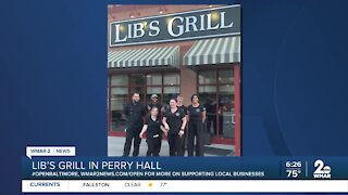 Lib's Grill in Perry Hall says "We're Open Baltimore"