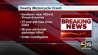 Two people dead following motorcycle crash in Goodyear