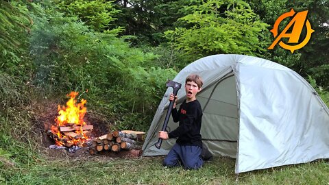 His First Overnight Solo Camping Trip In the Woods (Filmed by Agent Axe)
