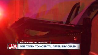 One person taken to hospital after overnight crash