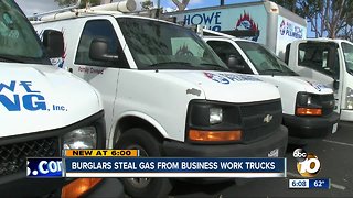 Burglars steal gas from business work trucks