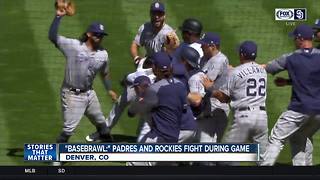 Benches clear in Padres-Rockies game after Padres pitcher nearly hits batter