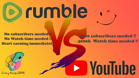 Rumble VS YouTube , Earn Money now !!
