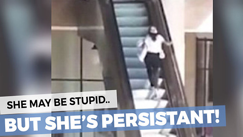 This Poor Lady Can't Figure Out The Escalator