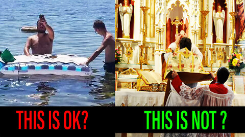 Milan Catholic Priest Celebrates "Mass" 😡 on a BLOWUP Mattress!?! IN the WATER!!!😤