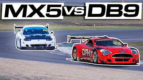 David vs. Goliath: MX5 vs. Aston Martin DB9 GT at Winton Raceway