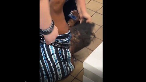 Crazy Woman At McDonalds Gets A Beat Down, She Needs Jesus