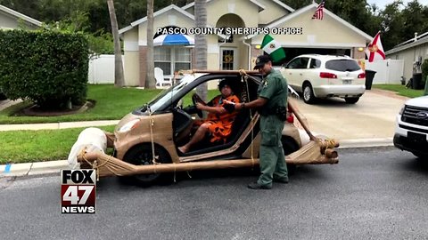 Fred Flintstone gets pulled over