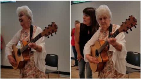 Idosa de 90 anos canta sobre o envelhecimento no seu aniversário